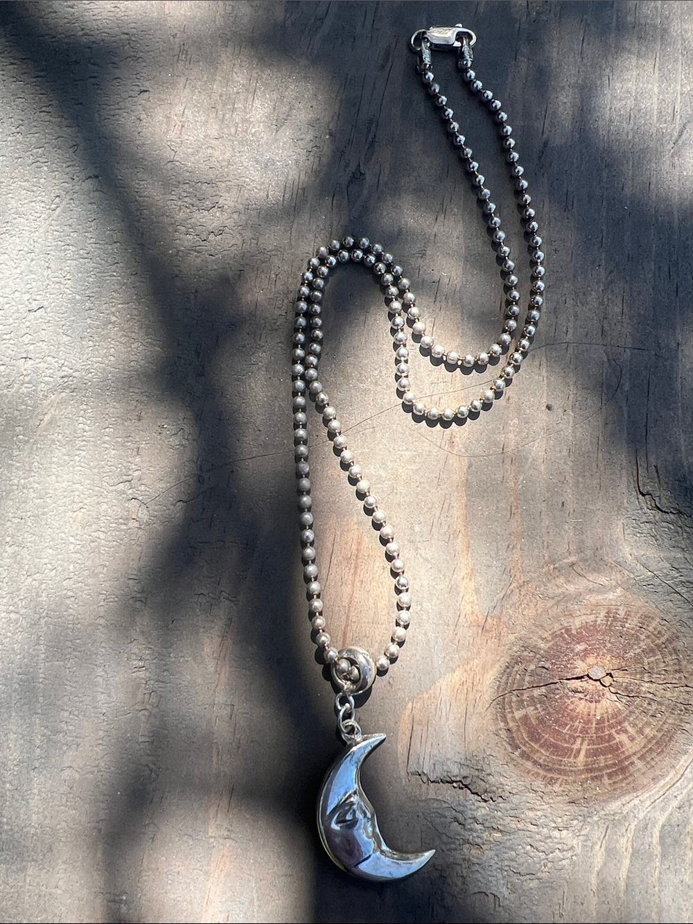 Silver Crescent Moon Pendant Necklace